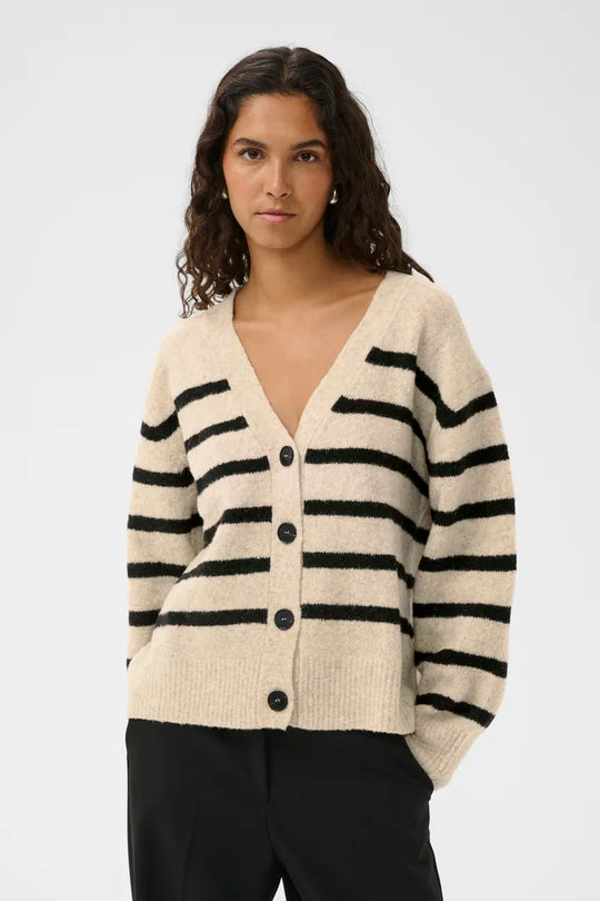 Soaked SLBriony Cardigan Dune and Black Strip