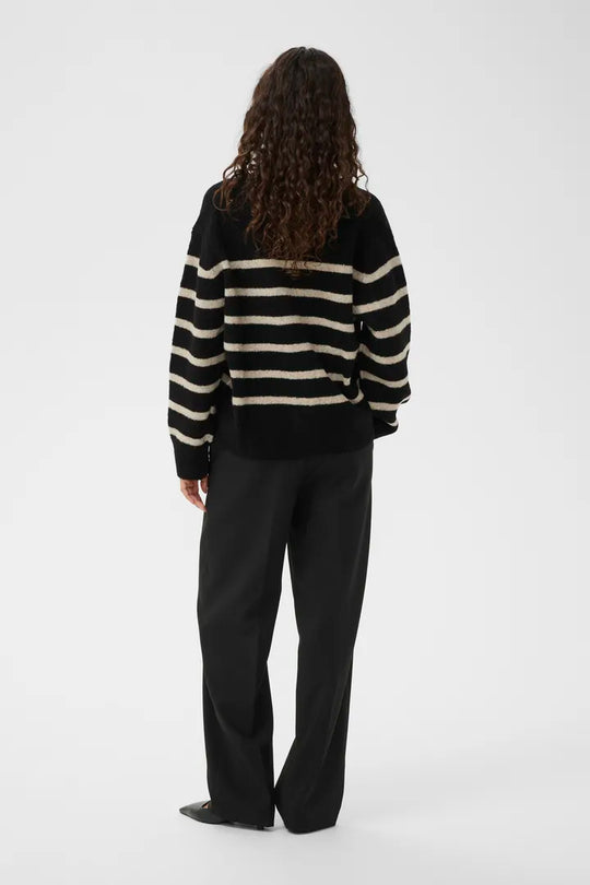 Soaked SLBriony Cardigan Black and Dune Strip