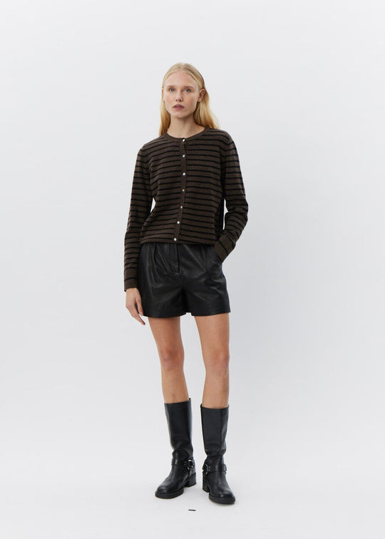 Sofie Schnoor Cisse stripe cardigan dark brown black stripe