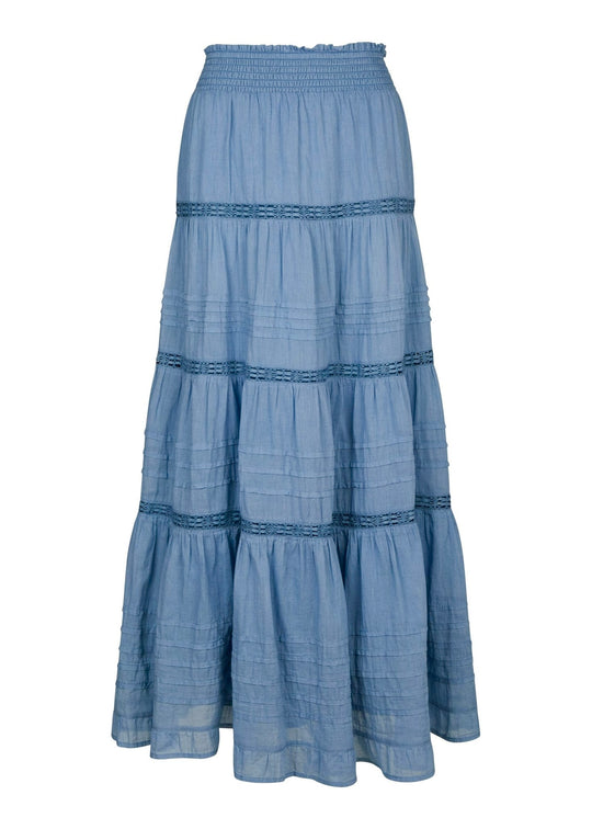 Neo Noir Felicia S Voile Skirt Smoke Blue