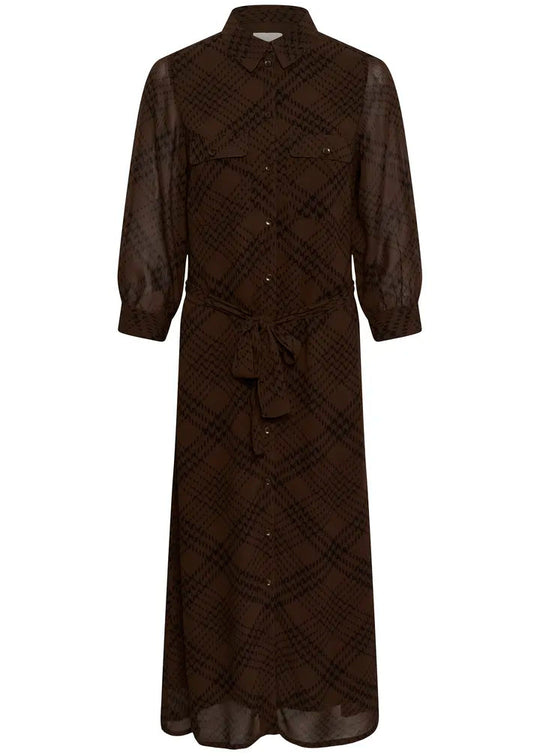 Part Two CathiePW Dress Brown Check Print