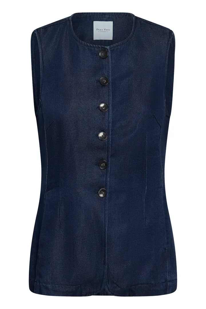 Part Two CarolanPW Waistcoat Dark Blue Denim