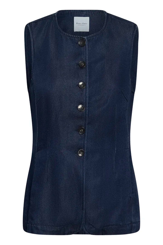 Part Two CarolanPW Waistcoat Dark Blue Denim