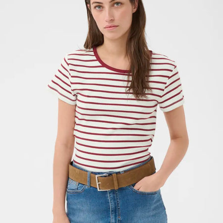 Part Two RochellePW Tshirt Burnt Russet Stripe