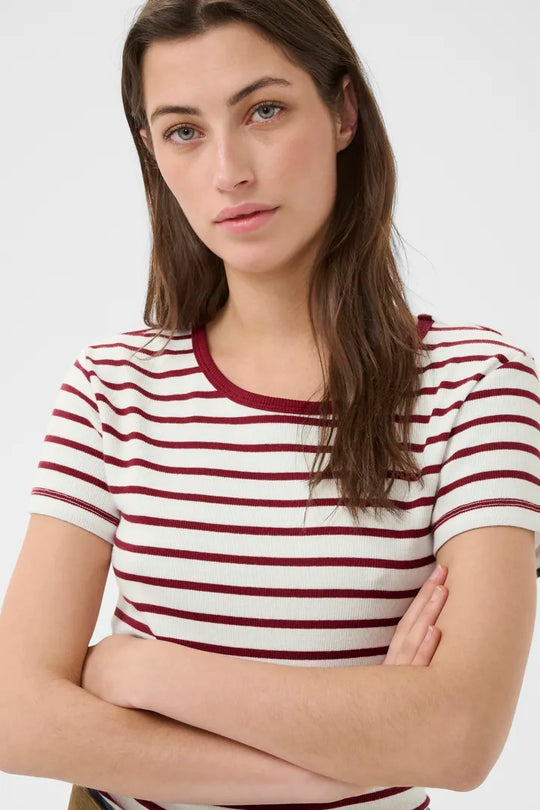 Part Two RochellePW Tshirt Burnt Russet Stripe