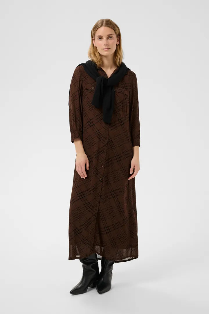 Part Two CathiePW Dress Brown Check Print