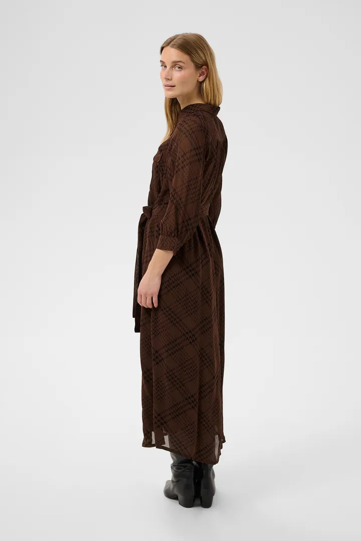Part Two CathiePW Dress Brown Check Print