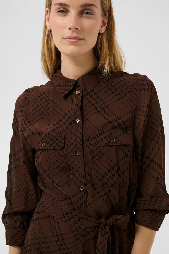 Part Two CathiePW Dress Brown Check Print