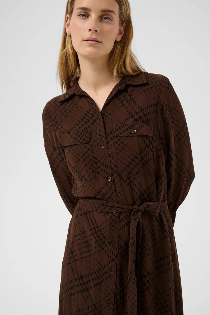 Part Two CathiePW Dress Brown Check Print