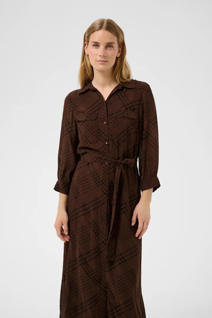 Part Two CathiePW Dress Brown Check Print