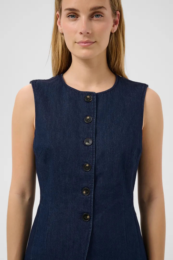 Part Two CarolanPW Waistcoat Dark Blue Denim