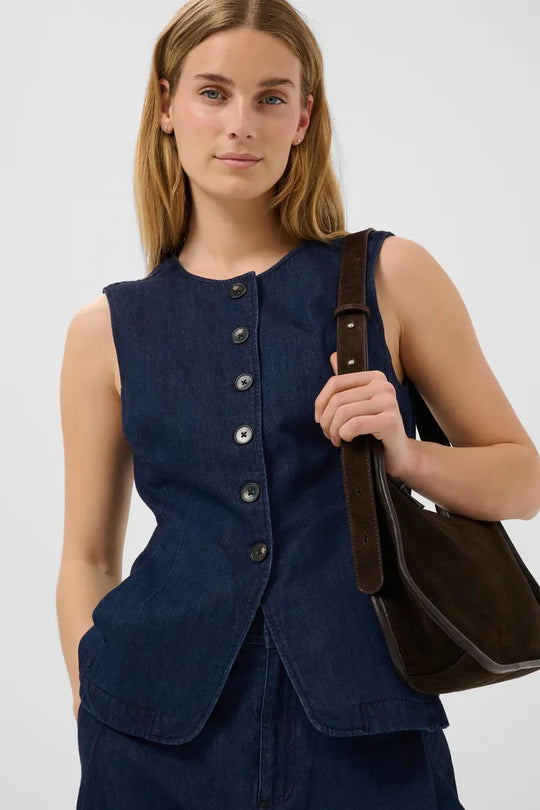 Part Two CarolanPW Waistcoat Dark Blue Denim