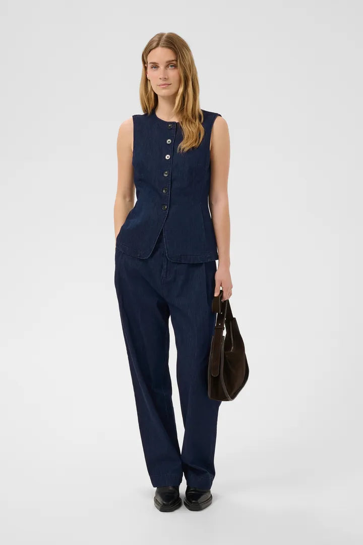 Part Two CarolanPW Waistcoat Dark Blue Denim