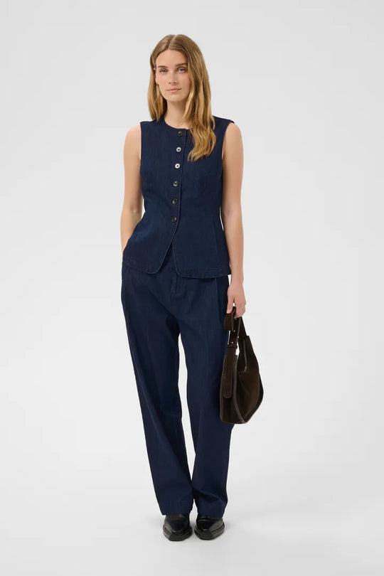 Part Two CarolanPW Waistcoat Dark Blue Denim
