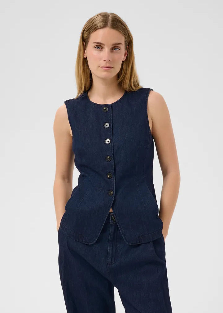 Part Two CarolanPW Waistcoat Dark Blue Denim
