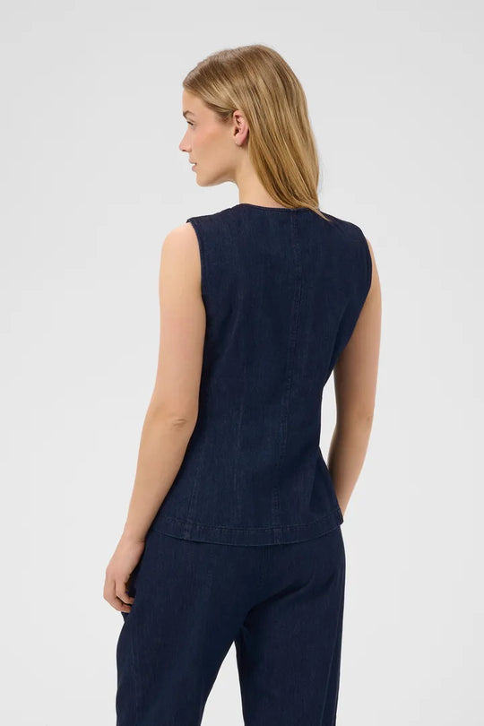 Part Two CarolanPW Waistcoat Dark Blue Denim