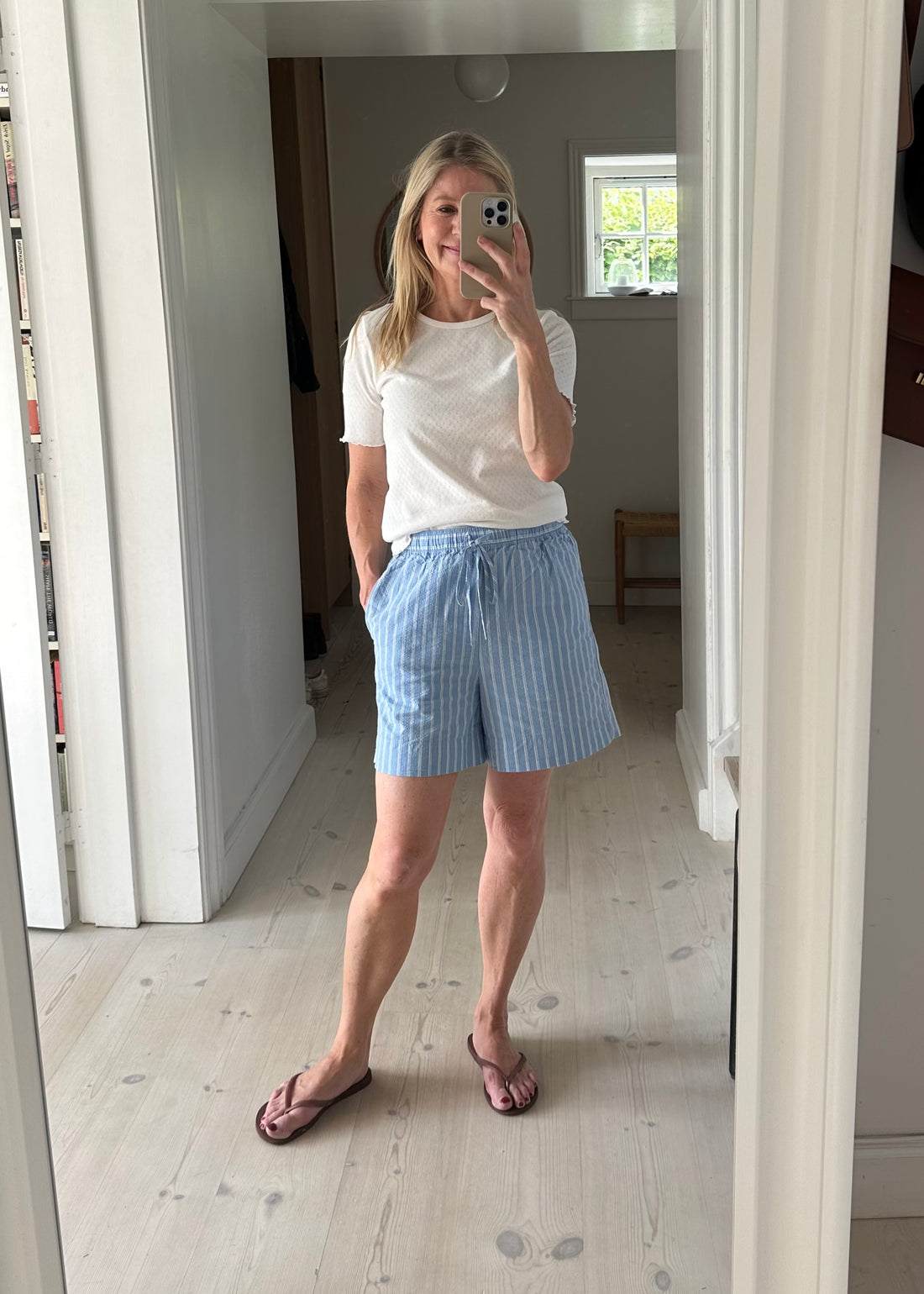 Soaked SLAnvitte Shorts Vista Blue with White stripes