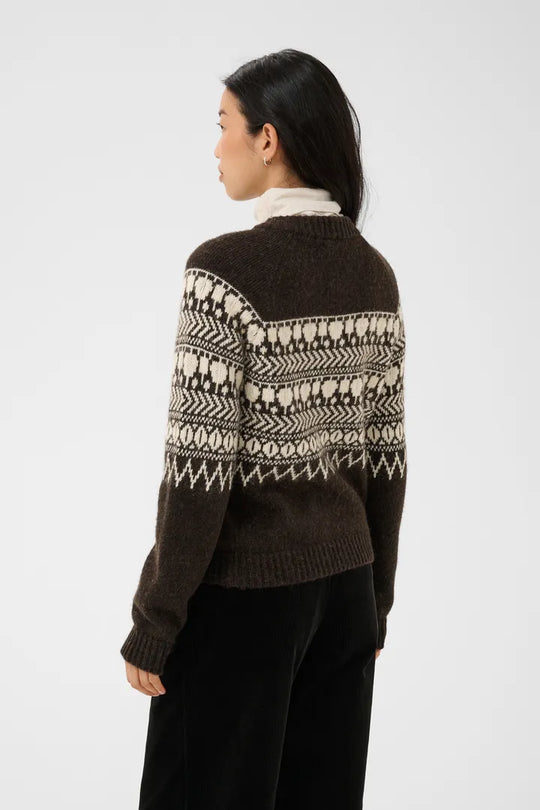 Part Two CharmainePW Cardigan Mole/Whitcap Jaquard