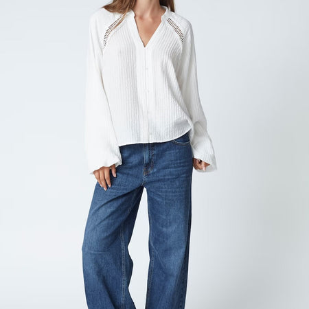 Co'Couture ShinaCC Lace v-shirt Off white