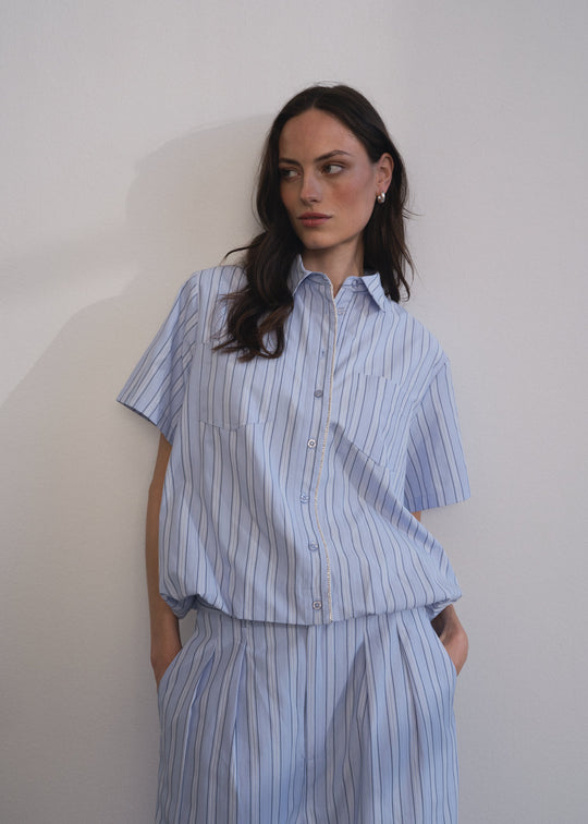 Pieszak PD-Madison balloon SS Shirt Stripe Kentucky Blue