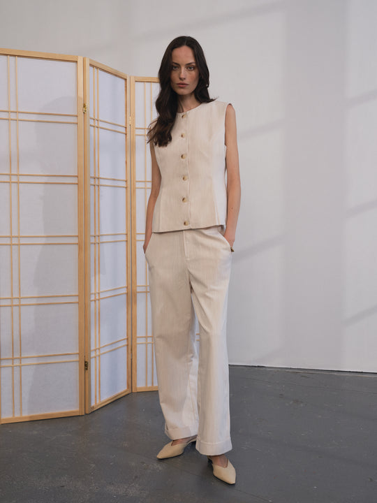 Pieszak PD-Aika Peplum Top Wash Solaris Sand Melange