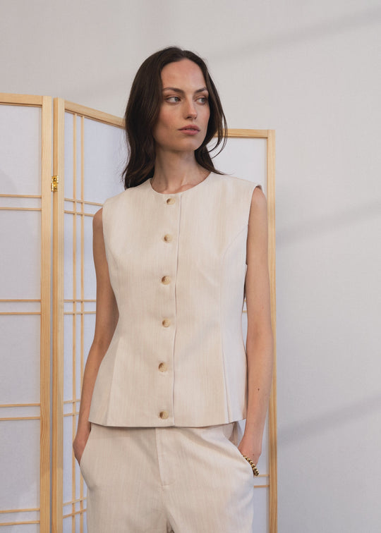 Pieszak PD-Aika Peplum Top Wash Solaris Sand Melange