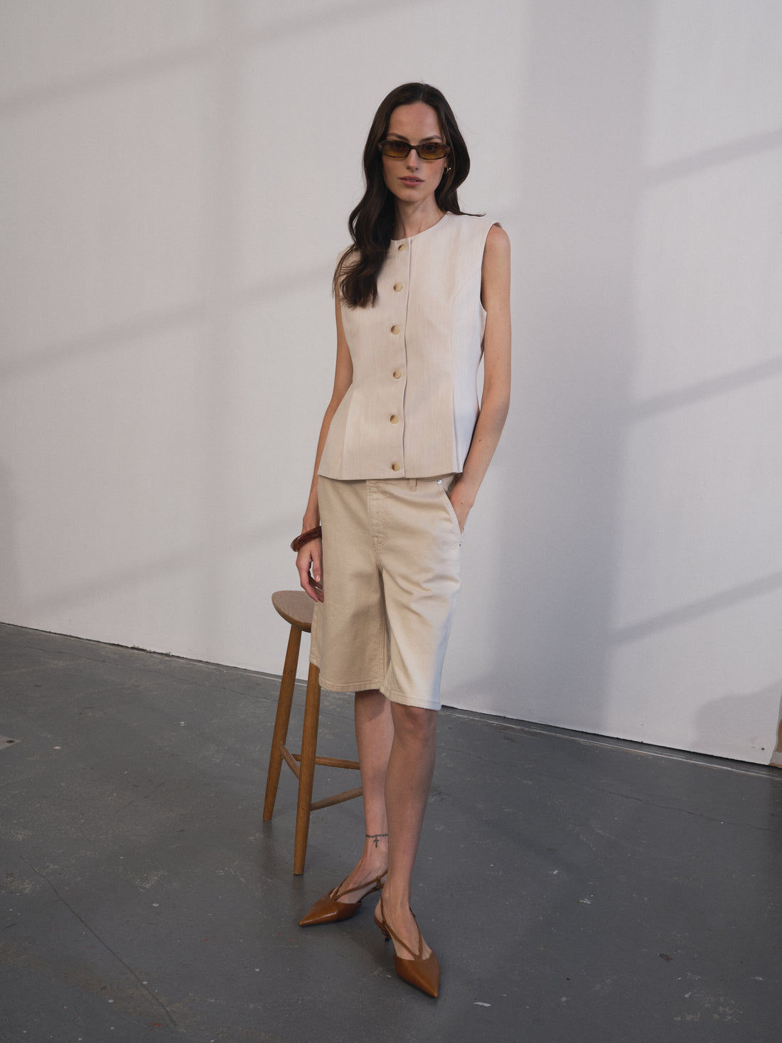 Pieszak PD-Aika Peplum Top Wash Solaris Sand Melange