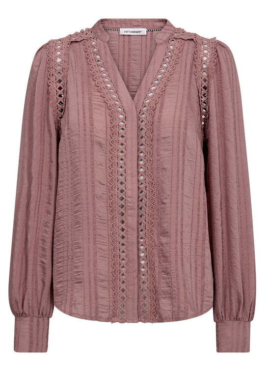 Co’Couture Kesicc Lace V-Shirt Old Rose