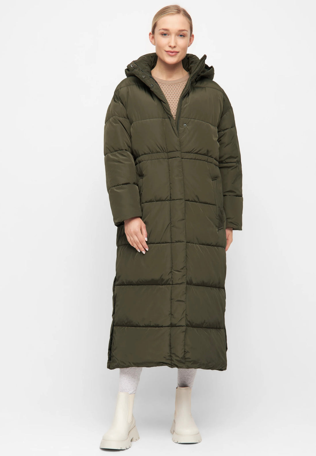 Basic Apparel Dagmar Long Coat dunkle Armee
