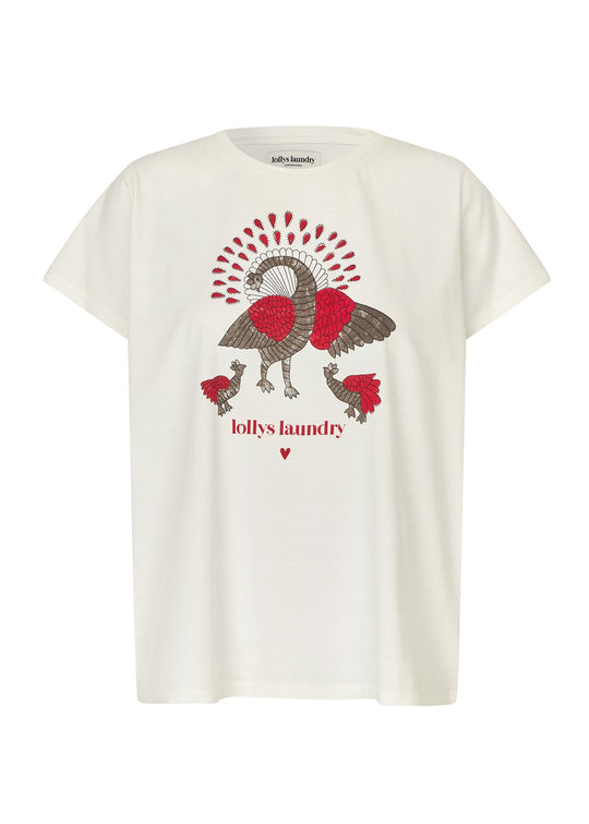 Lollys Laundry RomaLL Peacock Tee SS 01 White