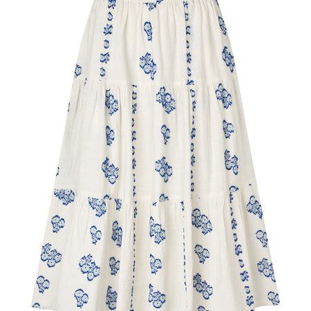 Lollys Laundry MorningLL Midi Skirt 02 Creme blue