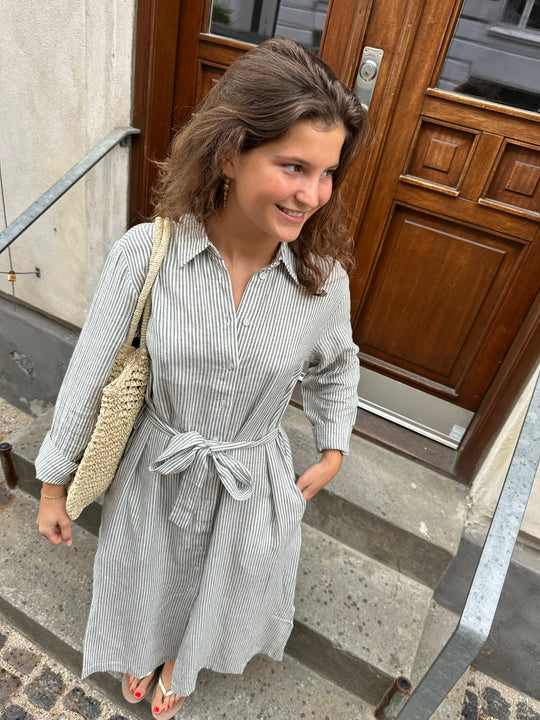 Part Two RonyaPW Dress Greygreen Stripe