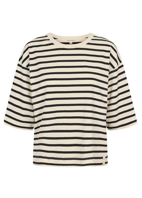 Esmé Studios ESSigne Boxy T-shirt Stripe GOTS White/ Navy Stripe