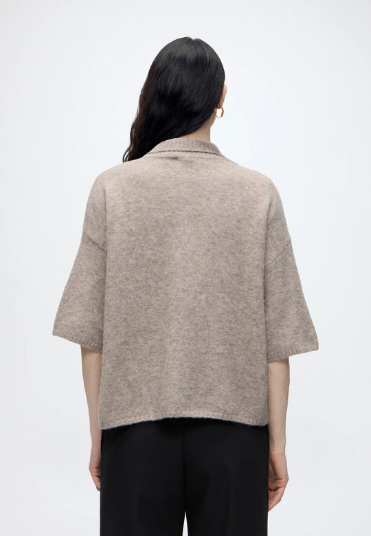 Gestuz AlphaGZ tee cardigan Warm Sand Melange