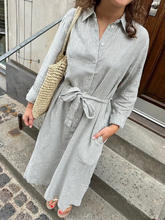 Part Two RonyaPW Dress Greygreen Stripe