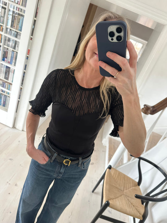 Co’Couture Coltoncc Lace Mix Top Black