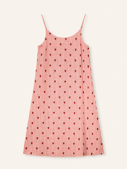 Helmstedt Leva Dress Red Stripe w Strawberry Emb