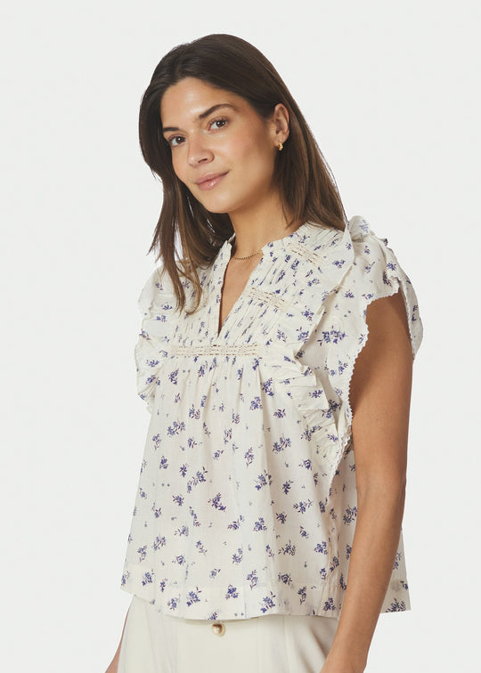 Neo Noir Jayla Small Blossom Top White Blue