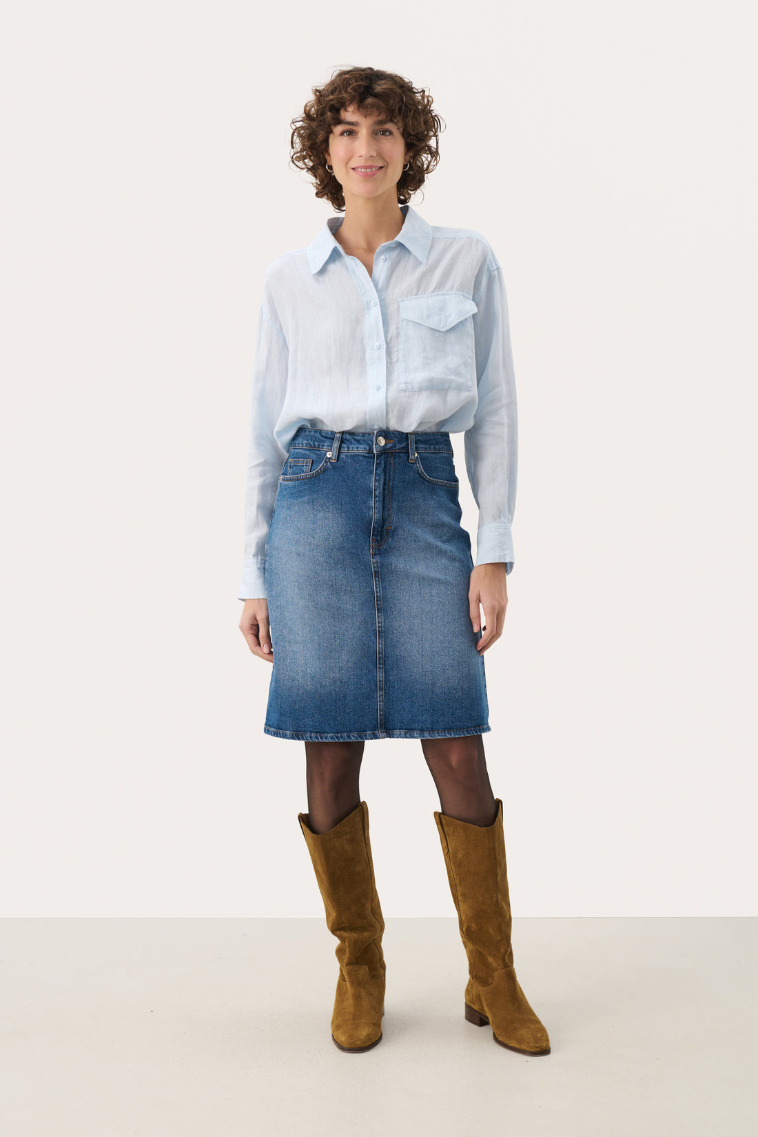 Part Two LejaPW Skirt Medium Blue Denim