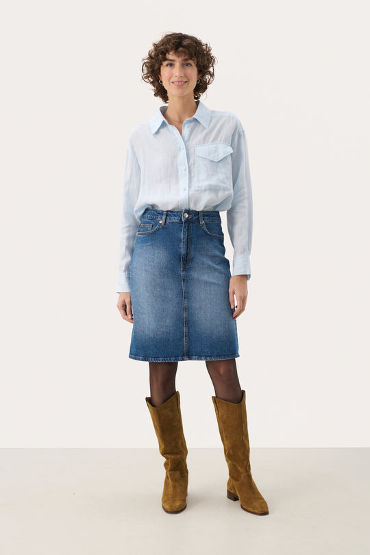 Part Two LejaPW Skirt Medium Blue Denim