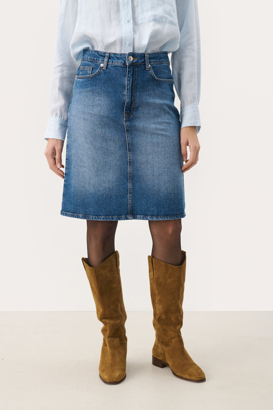 Part Two LejaPW Skirt Medium Blue Denim