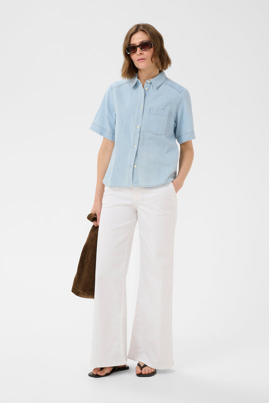 Part Two NiclaPW Shirt Whiteish Blue Denim