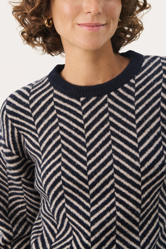 Part Two LeslyPW Pullover Navy Jacquard