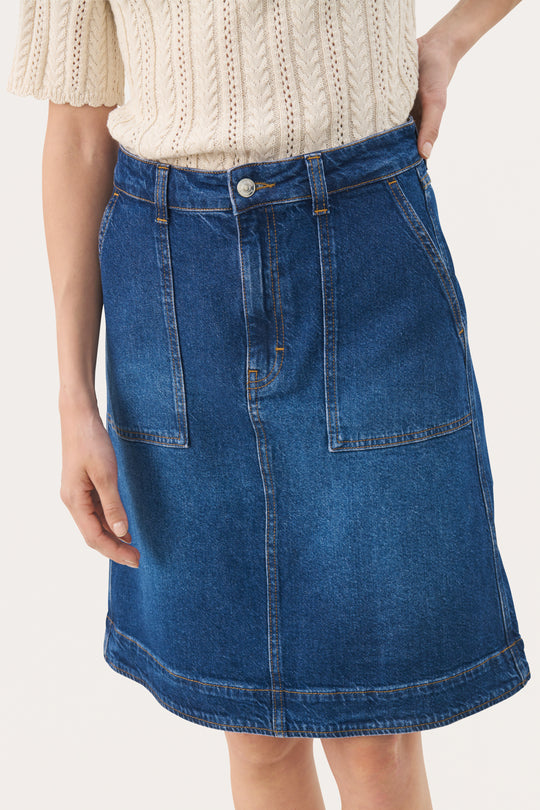 Part Two TammiePW Skirt Medium Dark Blue Denim