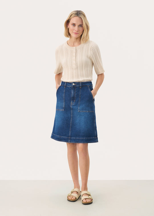 Part Two TammiePW Skirt Medium Dark Blue Denim