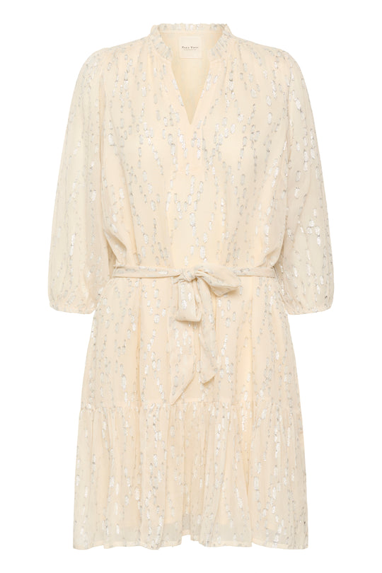 Part Two TanniePW Dress Beige Silver Metallic