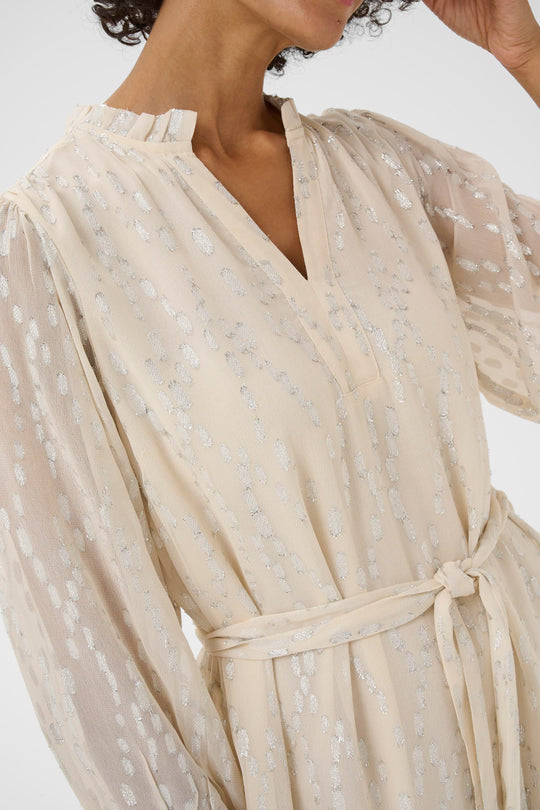 Part Two TanniePW Dress Beige Silver Metallic