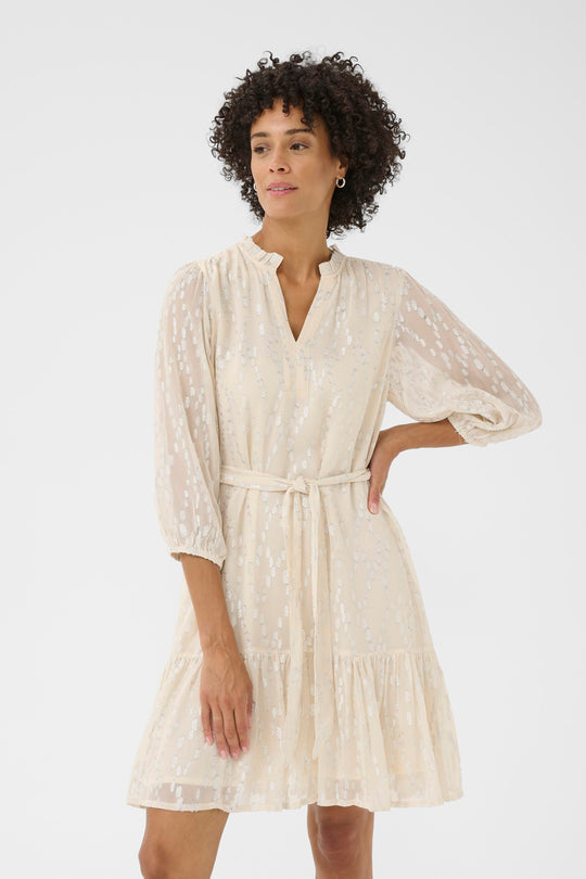 Part Two TanniePW Dress Beige Silver Metallic