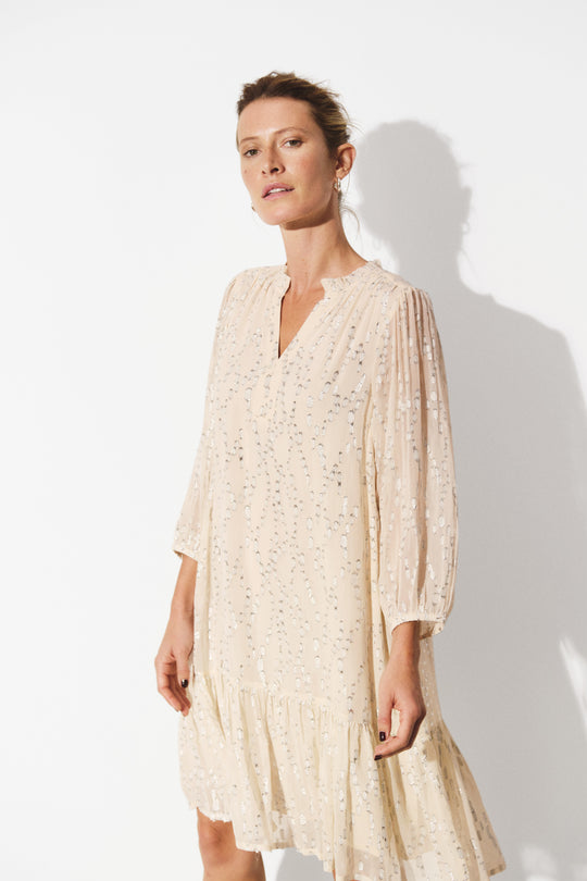 Part Two TanniePW Dress Beige Silver Metallic