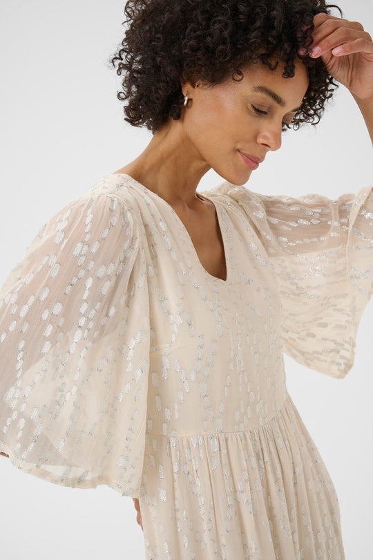 Part Two TerjaPW Dress Beige Silver Metallic